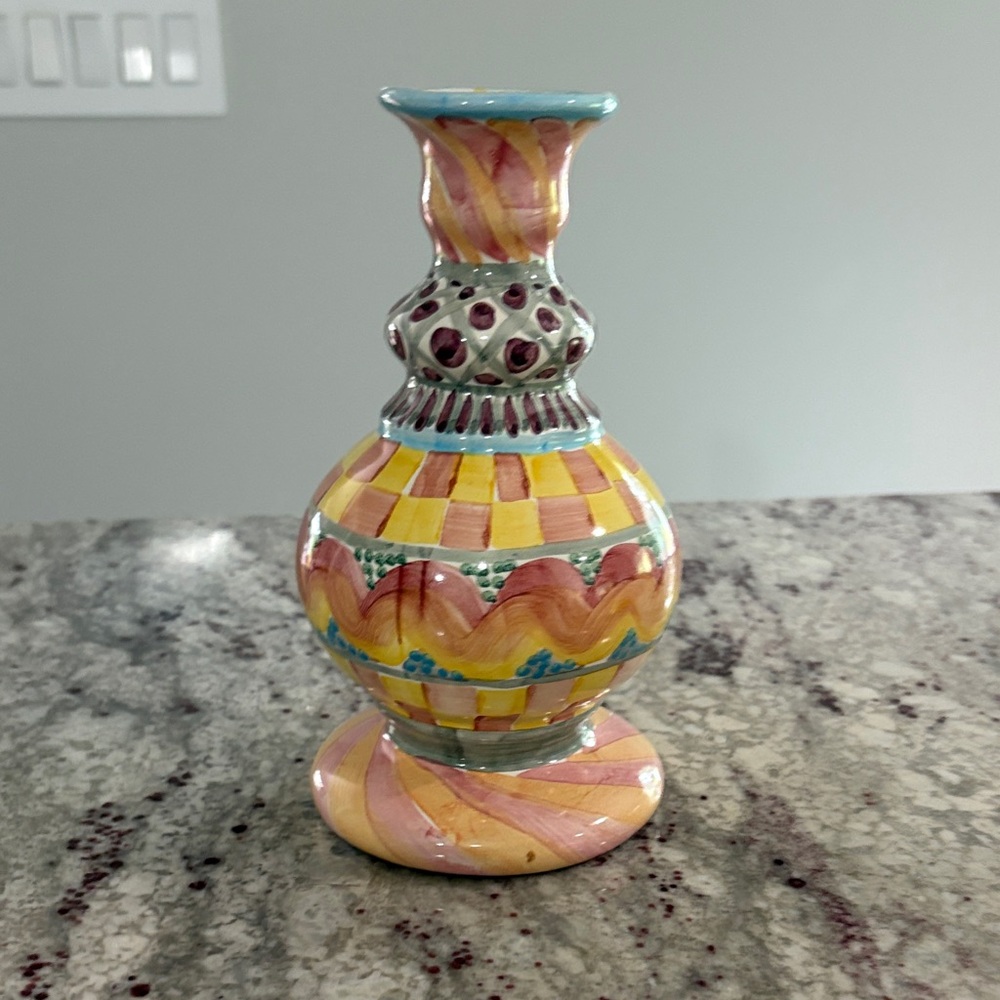 MacKenzie Childs vase / candle stick/ soap dispenser
